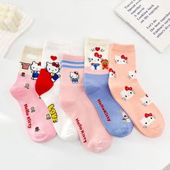 Japanese cartoon socks for women, cute kitten combed cotton mid-calf women's socks, casual socks and stockings, one-piece drop shipping