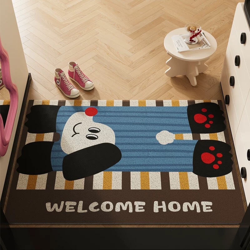 Popular Cartoon Dog-Themed Entrance Door Mat, Entryway Shoe-Changing Mat, Dirt-Scraping, Non-Slip, Customizable, Washable Silk Loop Foot Mat Popular Cartoon Dog-Themed Entrance Door Mat, Entryway Shoe-Changing Mat, Dirt-Scraping, Non-Slip, Customizable, Washable Silk Loop Foot Mat