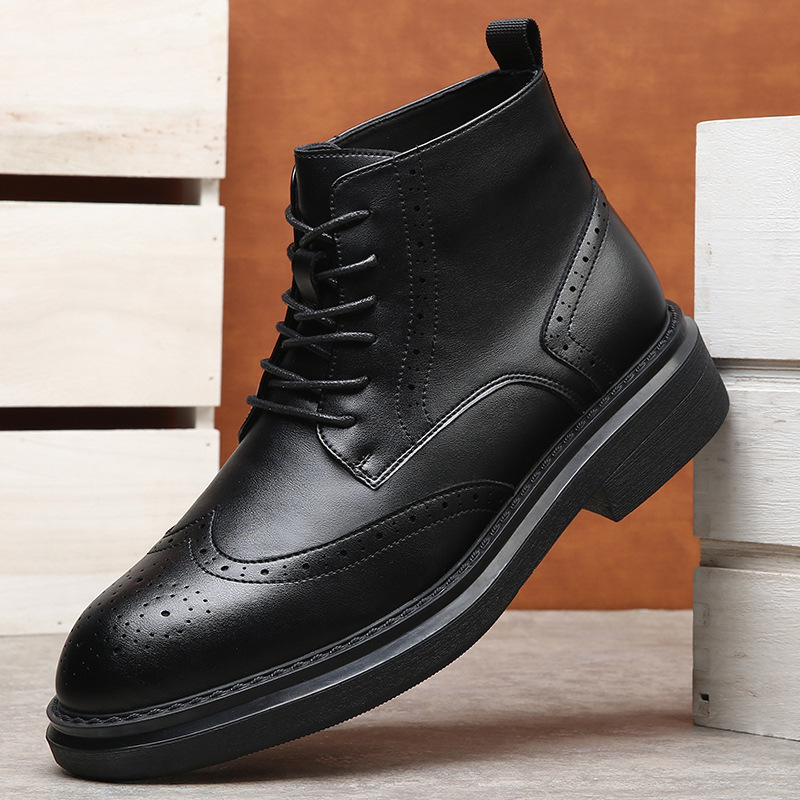 2024 invierno nuevo fondo grueso de lana 6 agujeros estilo británico tendencia Martin botas calentadas botas cortas botas de cuero para hombres