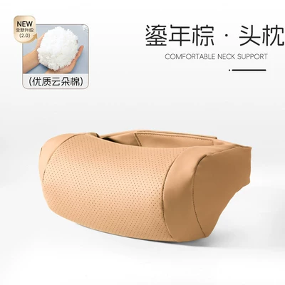 for Mercedes-Benz, Bmw, Audi, Tesla: Headrest - nappa-leather-headrest-gilt-brown