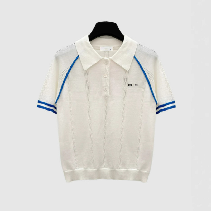 Mm's Shenzhen Nanyou Women's Clothing 2026 Summer Academy Style Striped White Knit T-Shirt Top French Academy Style Mm's Shenzhen Nanyou Women's Clothing 2026 Summer Academy Style Striped White Knit T-Shirt Top French Academy Style