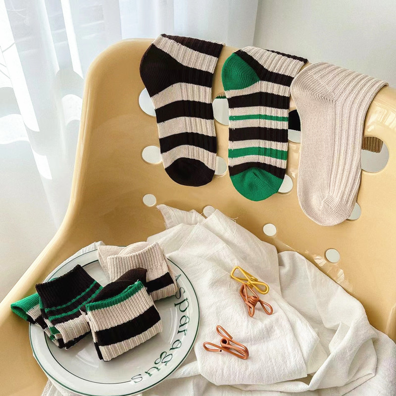 Unisexe Style Japonais Bande Coton Crew Socks Une Paire display picture 5