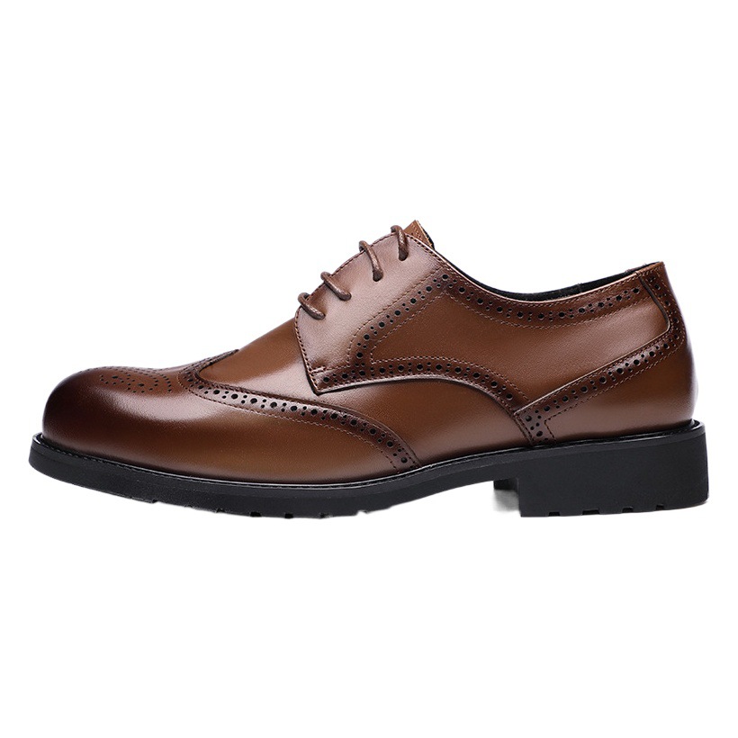 Primavera nuevos zapatos de cuero de los hombres casuales de negocios de cuero genuino estilo británico brogue tallado zapatos de los hombres image 1