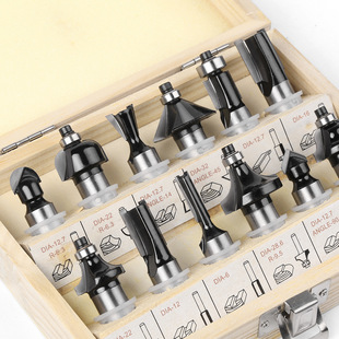 12 piece set of 1/2 handle woodworking milling cutter suit black woodworking engraving machine/electric wood milling/trimming machine cutter head suit
