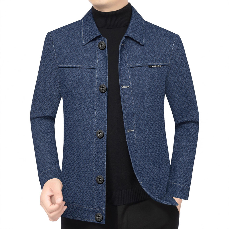 2025 Autumn New Men's Lapel Jacket Top Men's Slim Fit Trendy Middle-Aged Business Casual Versatile Jacket