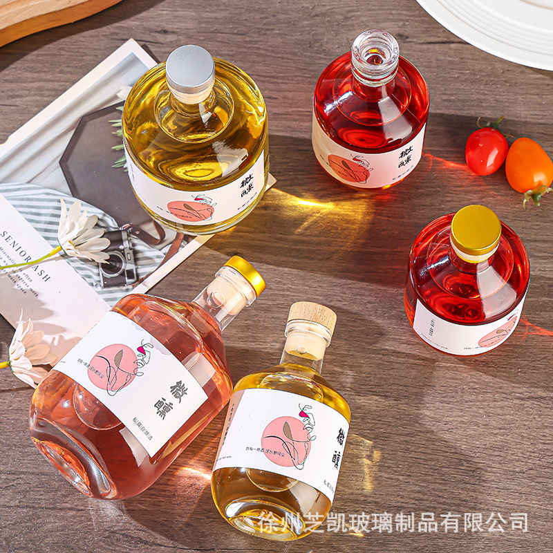 现货批发透明玻璃白酒瓶 果酒瓶空酒瓶青梅酒瓶密封果汁 分装瓶