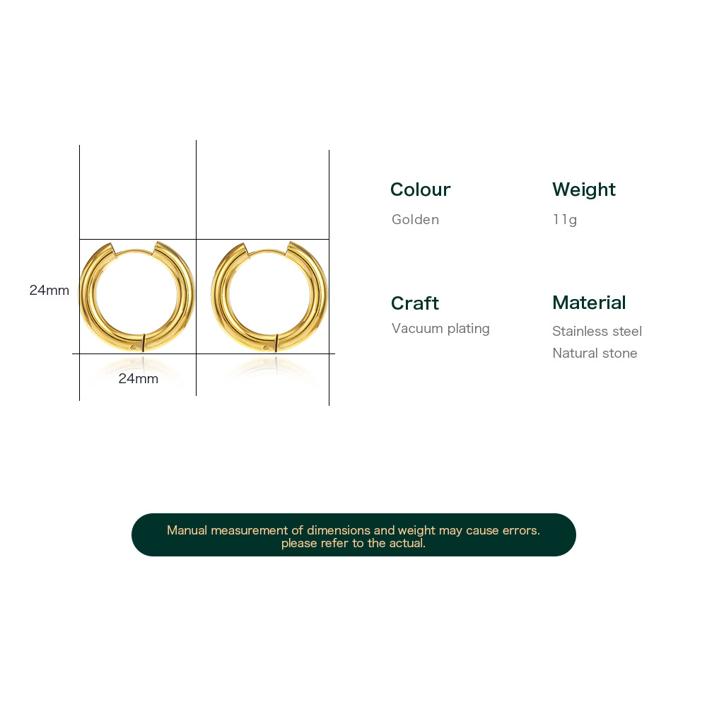 Simple Style Round Stainless Steel Plating Earrings 1 Pair