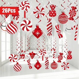 Christmas Candy Spiral Design Decorations Hanger Holiday Party Hanging Decorations Outdoor Courtyard Decorations