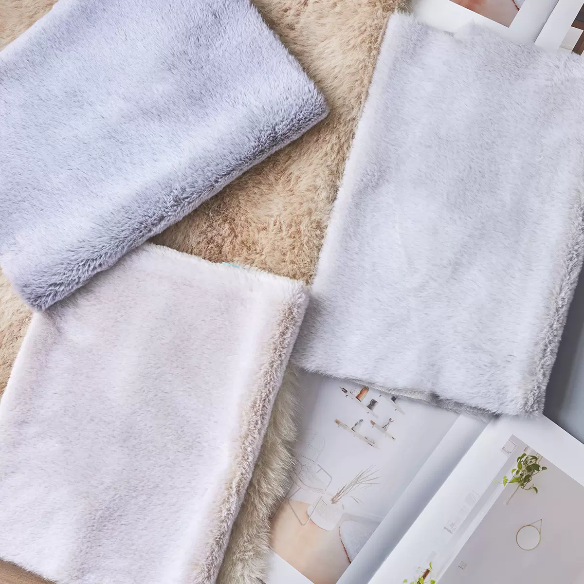 12mm厂家批发现货人造皮毛面雕印仿兔毛加厚兔绒服装抱枕毛毯面料