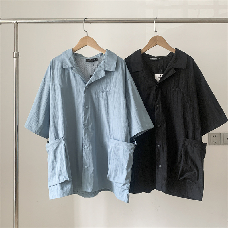 Wildthings Spring and Summer Mountain-Style Outdoor Lightweight Large-Pocket Short-Sleeve Shirt with Cuban Collar Men's Workwear Casual Shirt Wildthings Spring and Summer Mountain-Style Outdoor Lightweight Large-Pocket Short-Sleeve Shirt with Cuban Collar Men's Workwear Casual Shirt