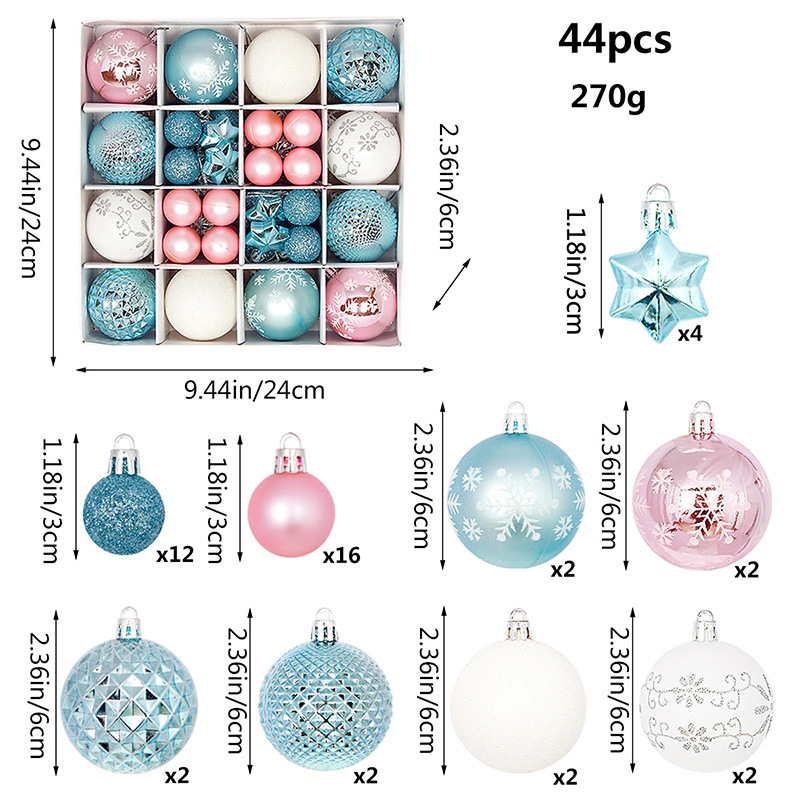 Juego de Esferas Navideñas Set de 44 Piezas 3-6 cm de Plástico Colgante para Árbol de Navidad image 23