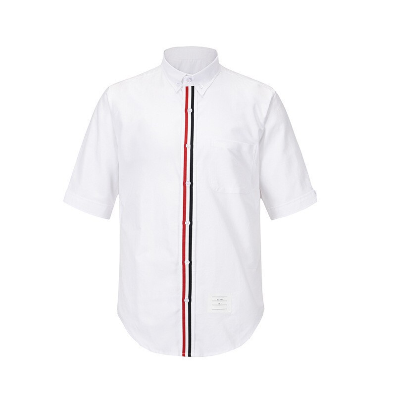 Dongguan Brand Factory Direct Tb Shirt Trendy Classic Red White Blue Webbing Slim Short-Sleeved Shirt