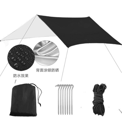 Sunscreen Beach Pergola Sunshade Tent | Avtomobil yan çətirləri - silver-coated-black-without-rod-300300cm