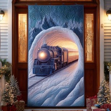 Cross-border foreign trade ice and snow tunnel train quilted door curtain home decoration door curtain digital printing source manufacturer wholesale Cross-border foreign trade ice and snow tunnel train quilted door curtain home decoration door curtain digital printing source manufacturer wholesale