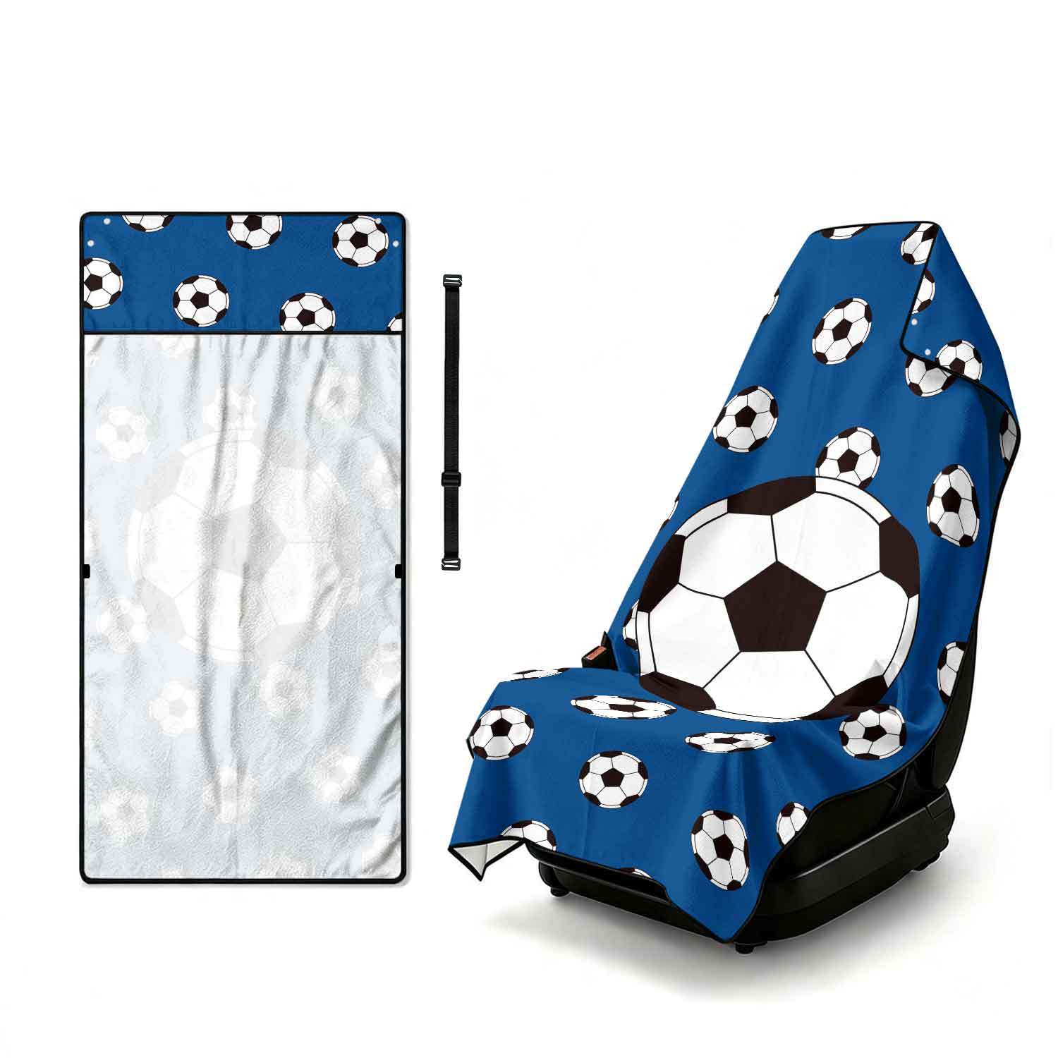 Printed bath towel and car seat cover 2-in-1, ultra-fine fiber outdoor beach and car dual-use universal seat cushion