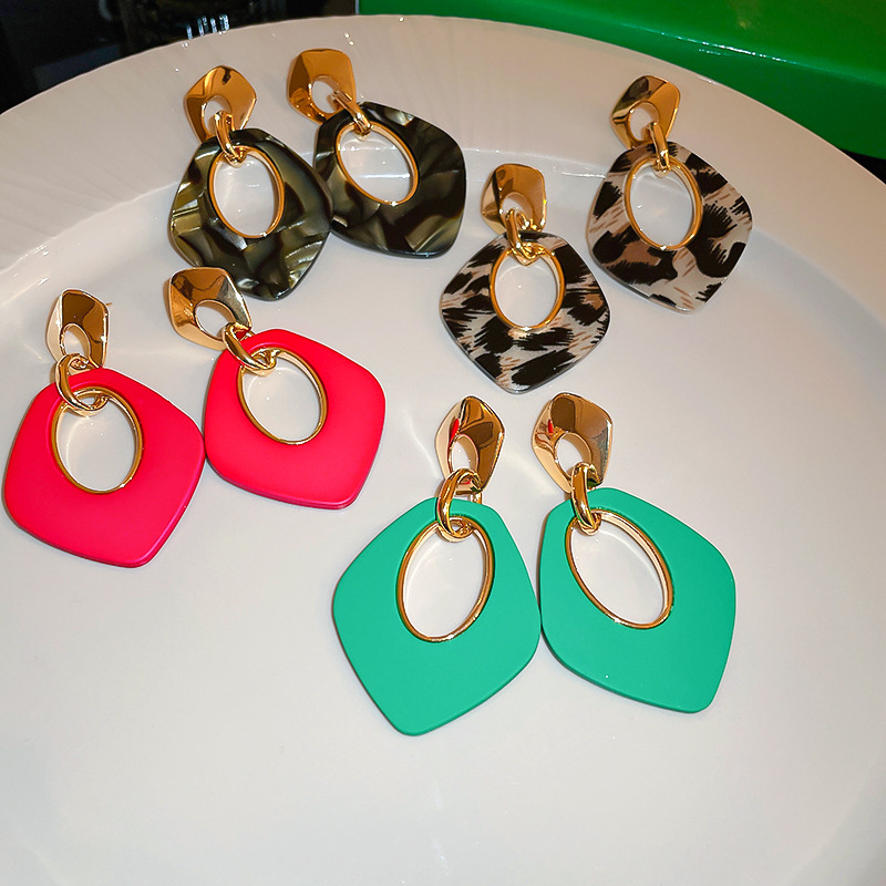 Fashion Geometric Arylic Copper Plating Drop Earrings 1 Pair
