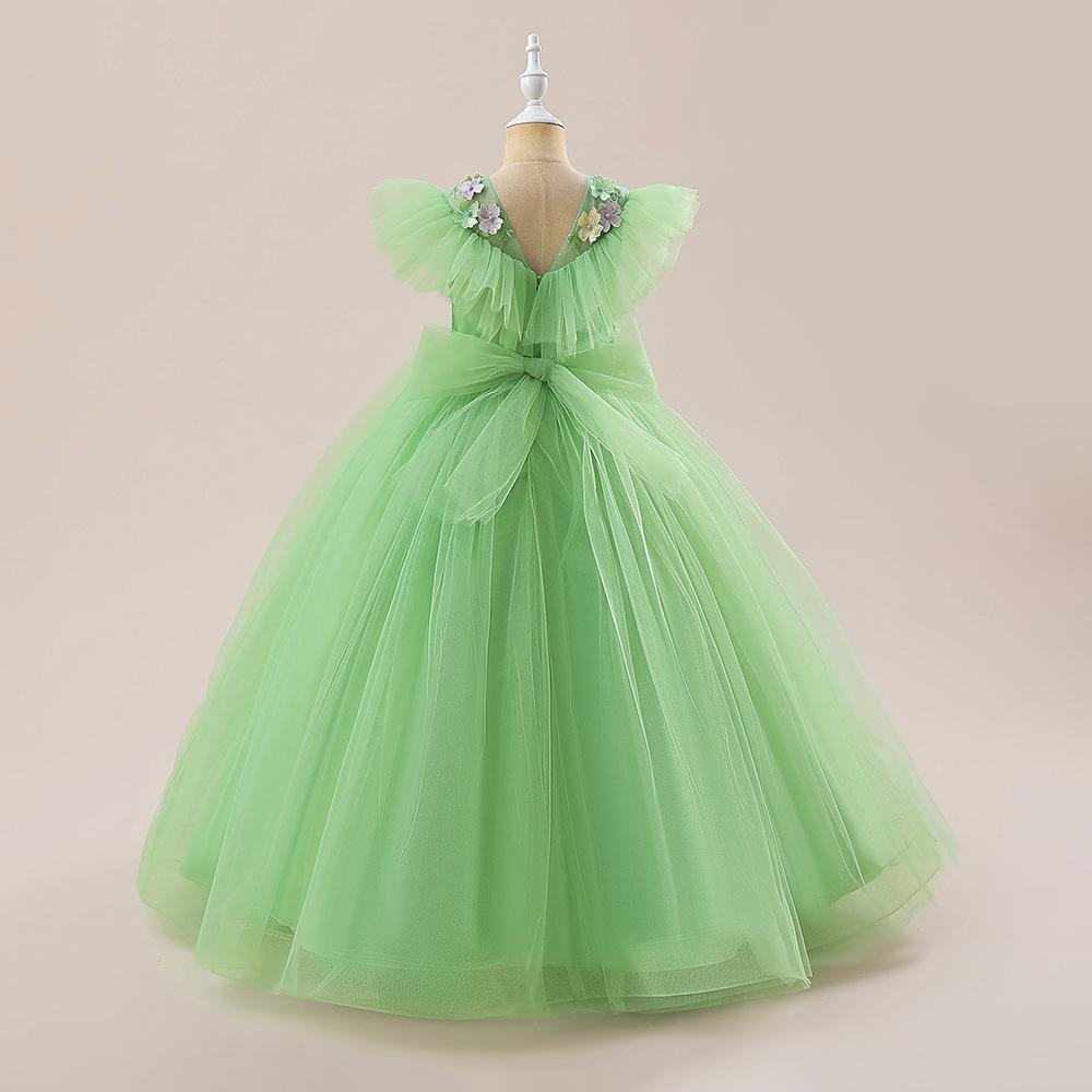Vestido de noche para niños vestido de princesa para niñas sin mangas de cintura alta niña host piano vestido de rendimiento entrega al por mayor