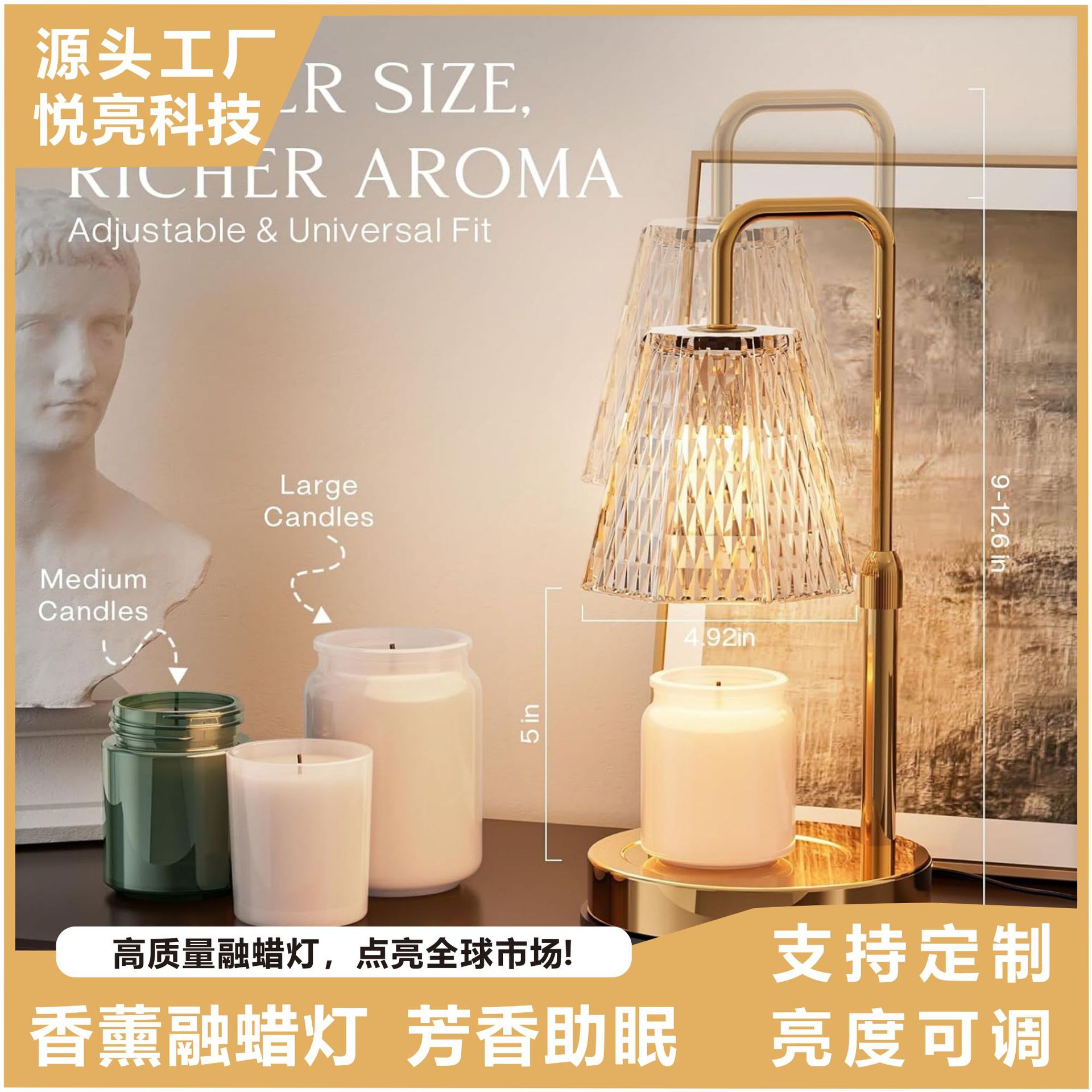Cross-Border Exclusive Supply of Melting Candle Lamps, Flameless Aromatherapy Lamps, Adjustable Simple Warm Candle Lamps, Melting Wax Lamps, Bedroom Eye-Protection Table Lamps