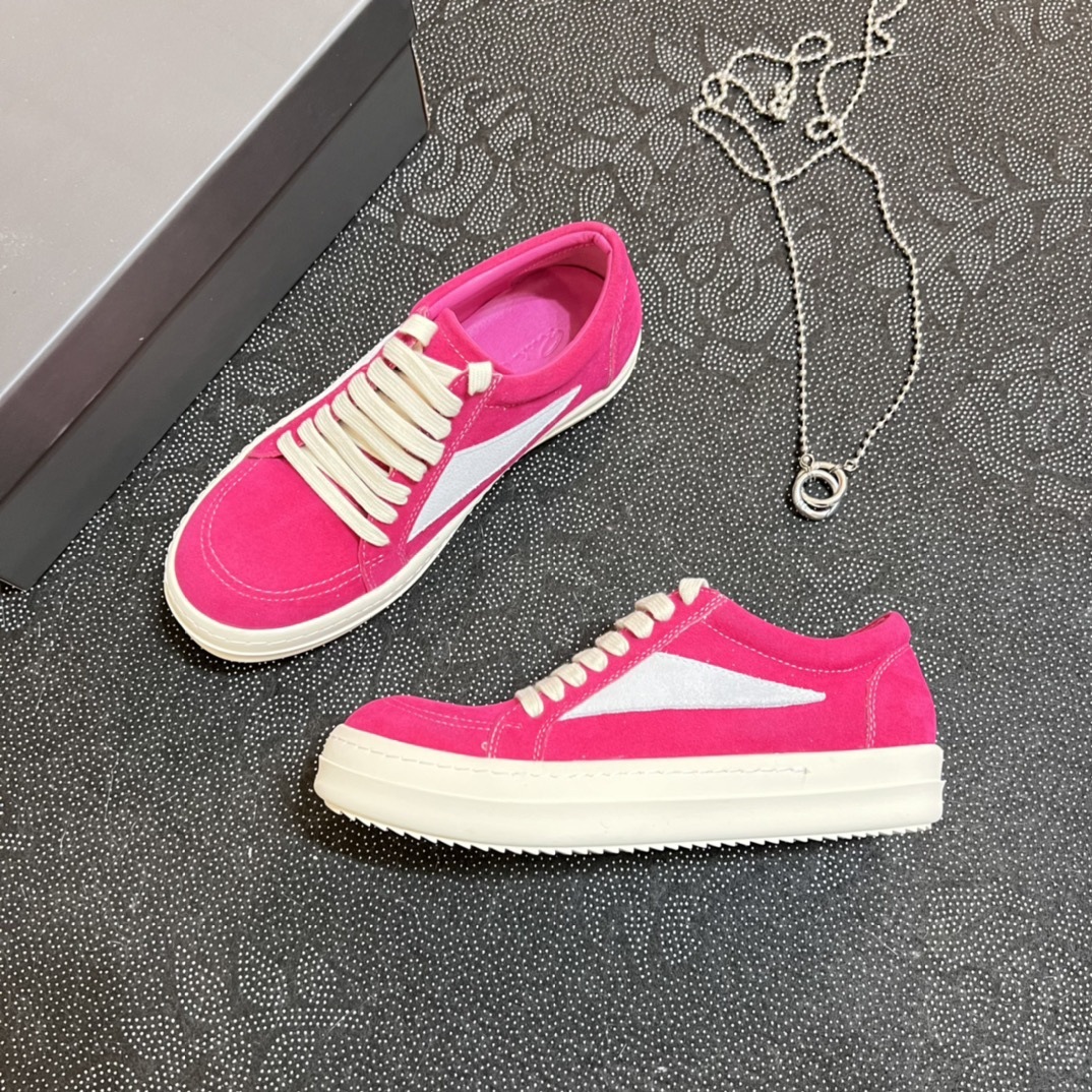 2024 Novo RO couro genuíno cano baixo com sola grossa, cadarço preto e branco, sapatos casuais escuros de rua para ambos_voghion.com