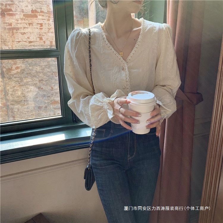 依芙迷法式上衣风温柔春秋季长袖女装设计潮气质感百搭洋衬衫