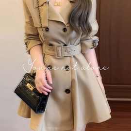 大码胖mm韩系风衣外套秋冬感百搭气质感卡其色大衣200斤