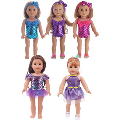 2022新款18寸美國女孩娃娃配件美人魚連體衣服43cm夏芙娃娃裝扮裙