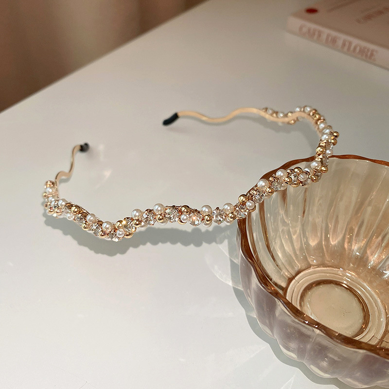 Mode Blume Metall Inlay Künstliche Perlen Strasssteine Haarband 1 Stück display picture 13