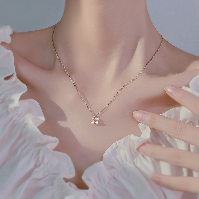 Women's Gender 1 Piece 925 Sterling Silver Cherry 925 Sterling Silver Cable Chain Pendant Necklace