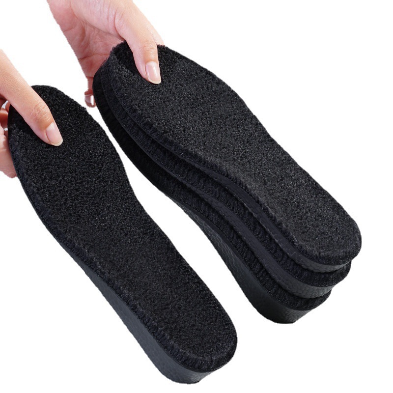 Boost otoño y invierno calentamiento interior plantilla de zapato de alta altura, espesación de cachemira deportiva absorción de sudor interior plantilla de cachemira de alta altura