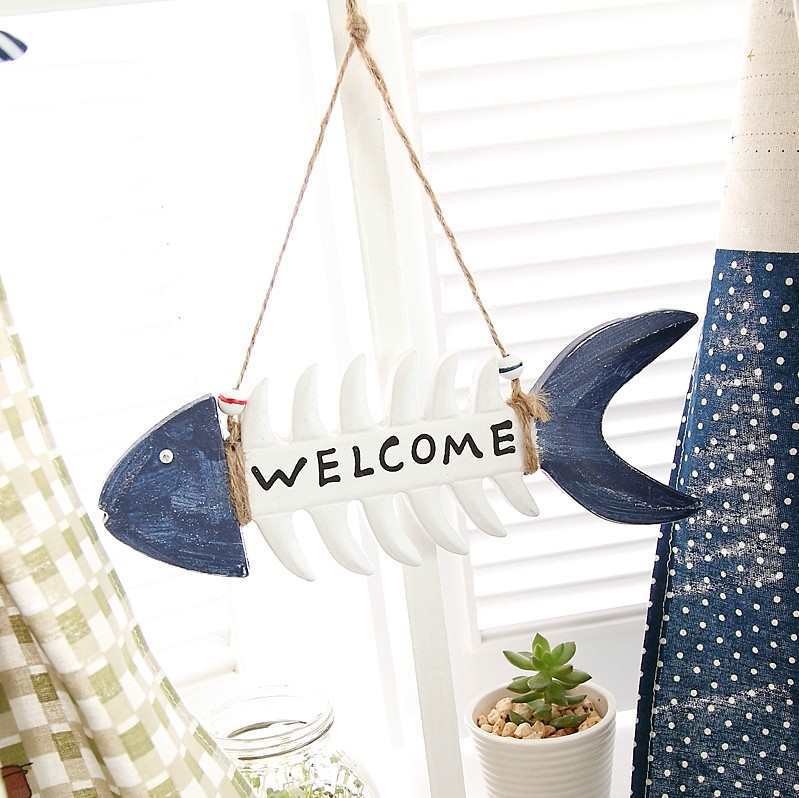 地中海 创意鱼骨头串指示牌 个性门店欢迎光临挂牌　壁饰壁挂