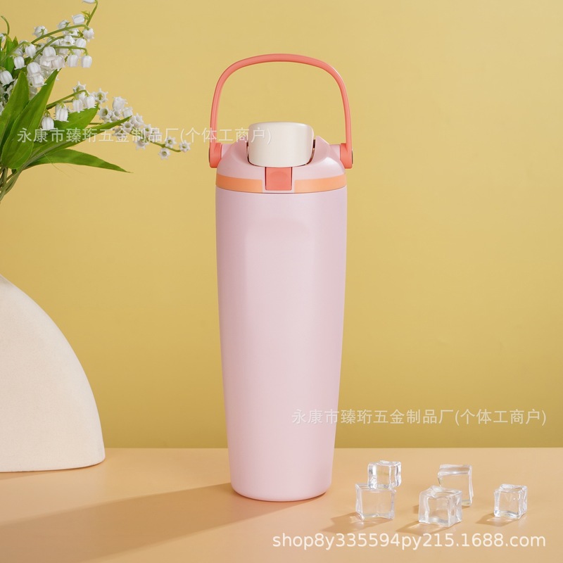 亚马逊热销新款Owala30OZ手提弹跳带锁扣304不锈钢户外网红便携款|undefined
