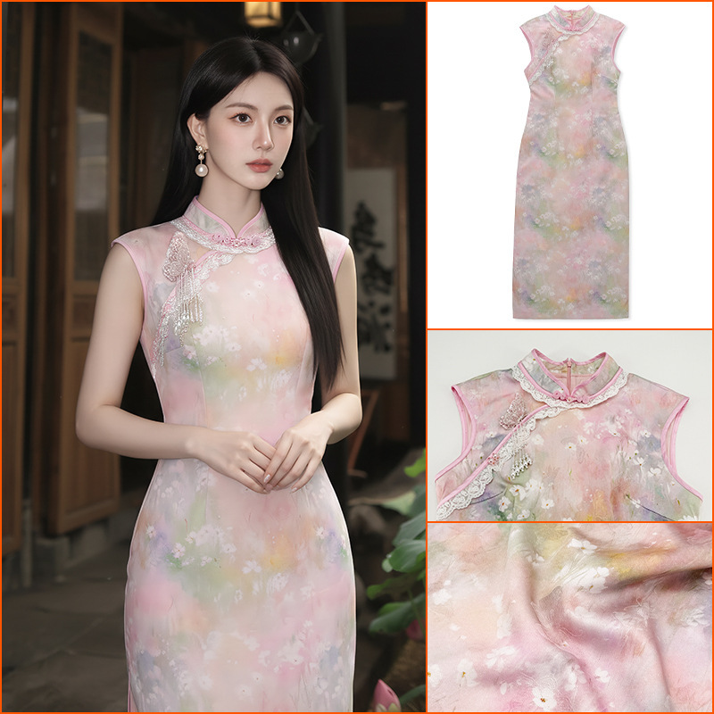 New Chinese-Style Improved Cheongsam for Young Girls, Jacquard 2026 New Model, Elegant and Youthful Sleeveless Long Dress P0506 New Chinese-Style Improved Cheongsam for Young Girls, Jacquard 2026 New Model, Elegant and Youthful Sleeveless Long Dress P0506