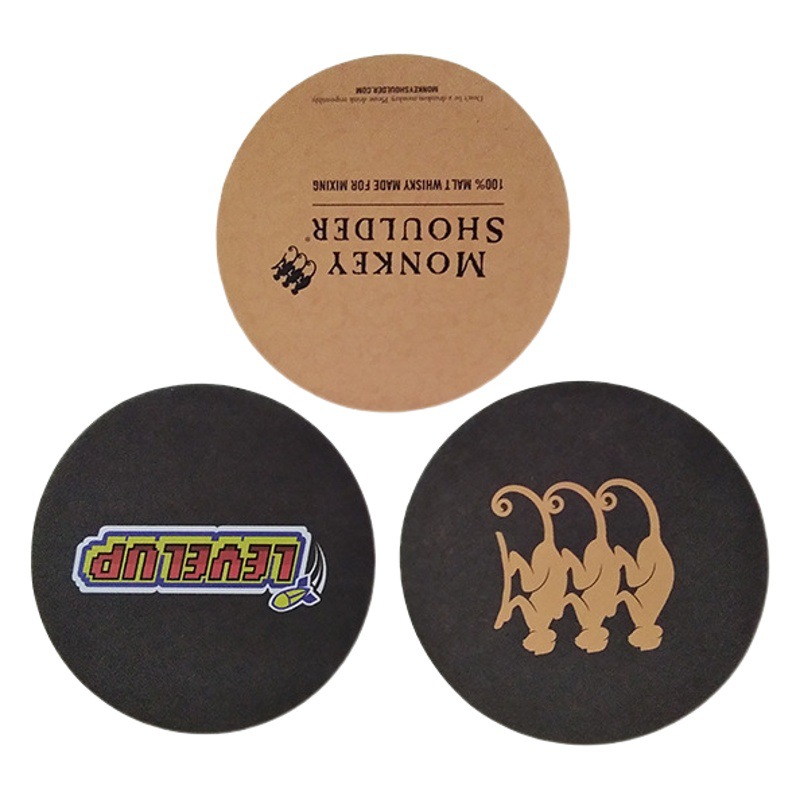 Directly Supplied from the Manufacturer, Gold-Stamped Embossed Absorbent Paper Coasters for Offices, Restaurants, Bars, and Hotels