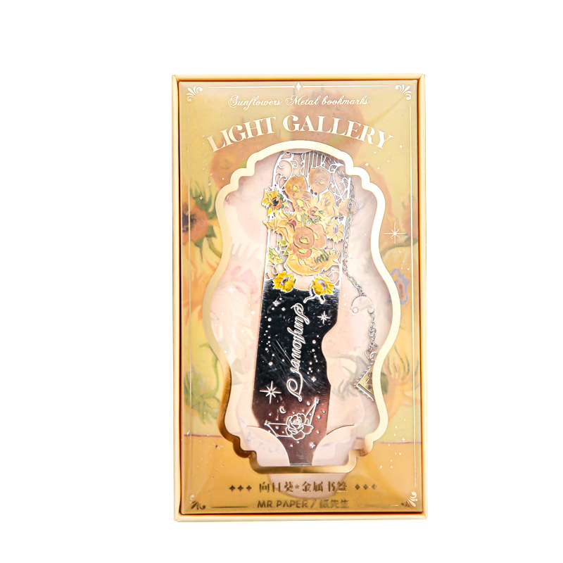 Papel Sr. Metal marcadores de galería de luz flotante serie de estilo de oficina de pintura al óleo regalos de estudiantes pequeños colgantes de lectura marcadores