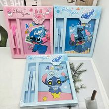 外贸卡通日记本带锁带笔组合套装学生彩页笔记本手账本记事本文具