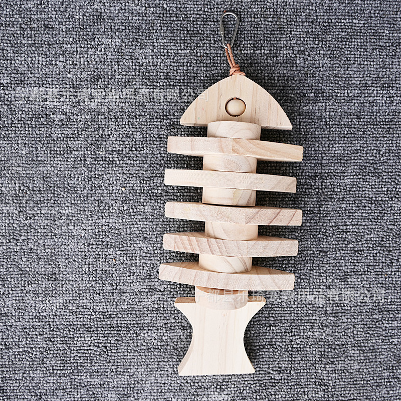 中型および大型のオウムの噛むおもちゃ、退屈を和らげる魚の形をした木製ブロック、大きな鳥かごのストレス解消用品卸売|undefined