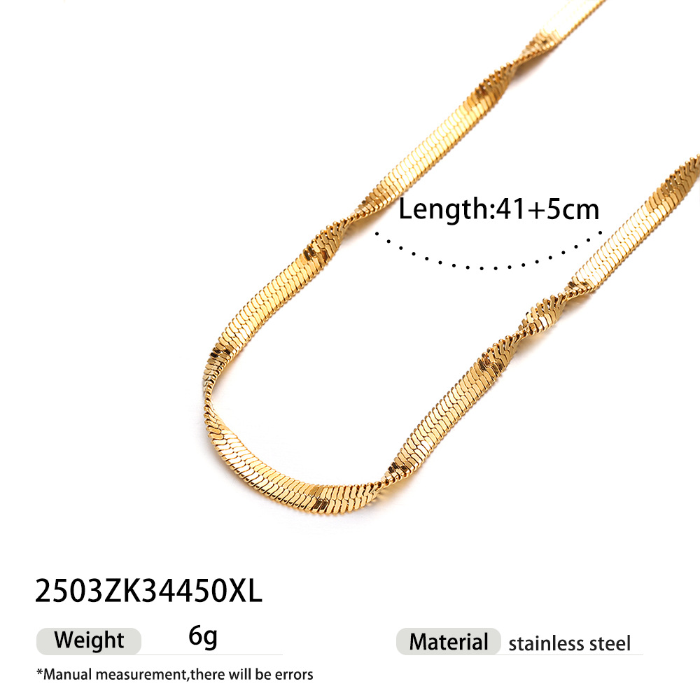 Taena Europa y América Acero inoxidable Galvanoplastia 18k Collar de acero de titanio y oro Lujo ligero, nicho, estilo explosivo, collar de cadena simple transfronterizo