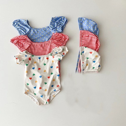 ins23 summer baby girl toddler swimsuit swimming cap sling bag farts baby girl swimming beach suit jumpsuit