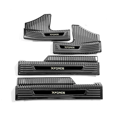 Suitable for 24 Mitsubishi Xforce Stainless Steel Door Sill Strips Modified Welcome Pedal Trunk Rear Guard Tailgate (Dekorativ pedal başlıqları) - 4-pieces-of-inner-sill-strips-stainless-steel-black-titanium-brushed-suitable-for-2024-xforce
