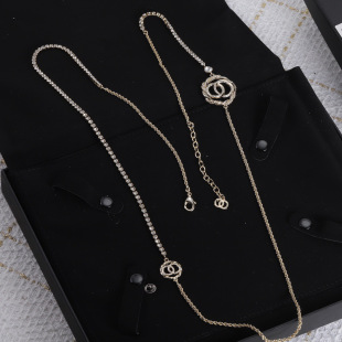 Xiangjia Sweater Chain Simple Fashion Letter Double C Rhinestone High Version Elegant High-end Long Sweater Chain Wholesale