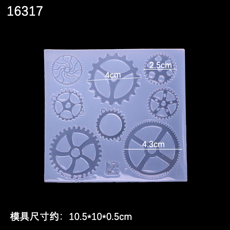 Espejo epoxi engranaje hora mano molde diy cristal epoxi uv resina pegamento simulación engranaje decorativo molde de silicona