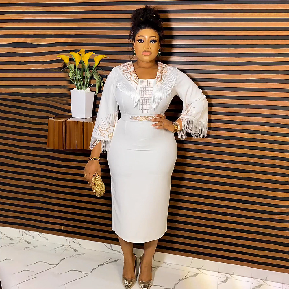 Women's Clothing plus size commuting tassel dress_voghion.com