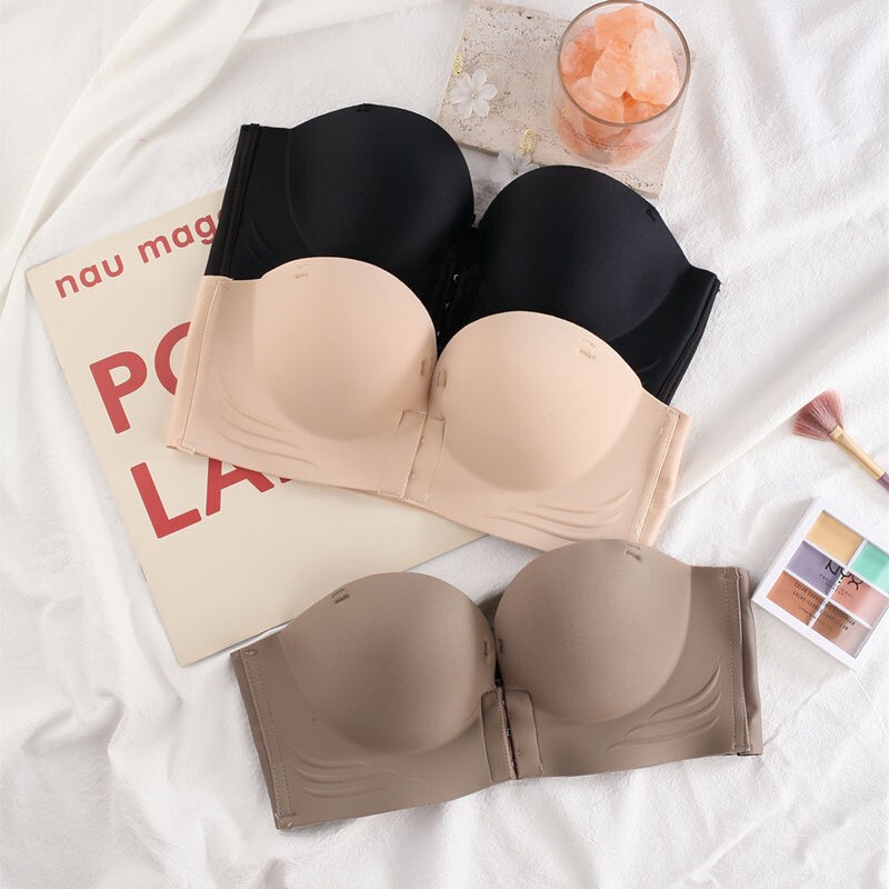 Southeast Asia Cross-Border High-Quality Women's Strapless Bra for Small Bust, Push-Up, Anti-Slip, Off-Shoulder, Front Clasp, Invisible