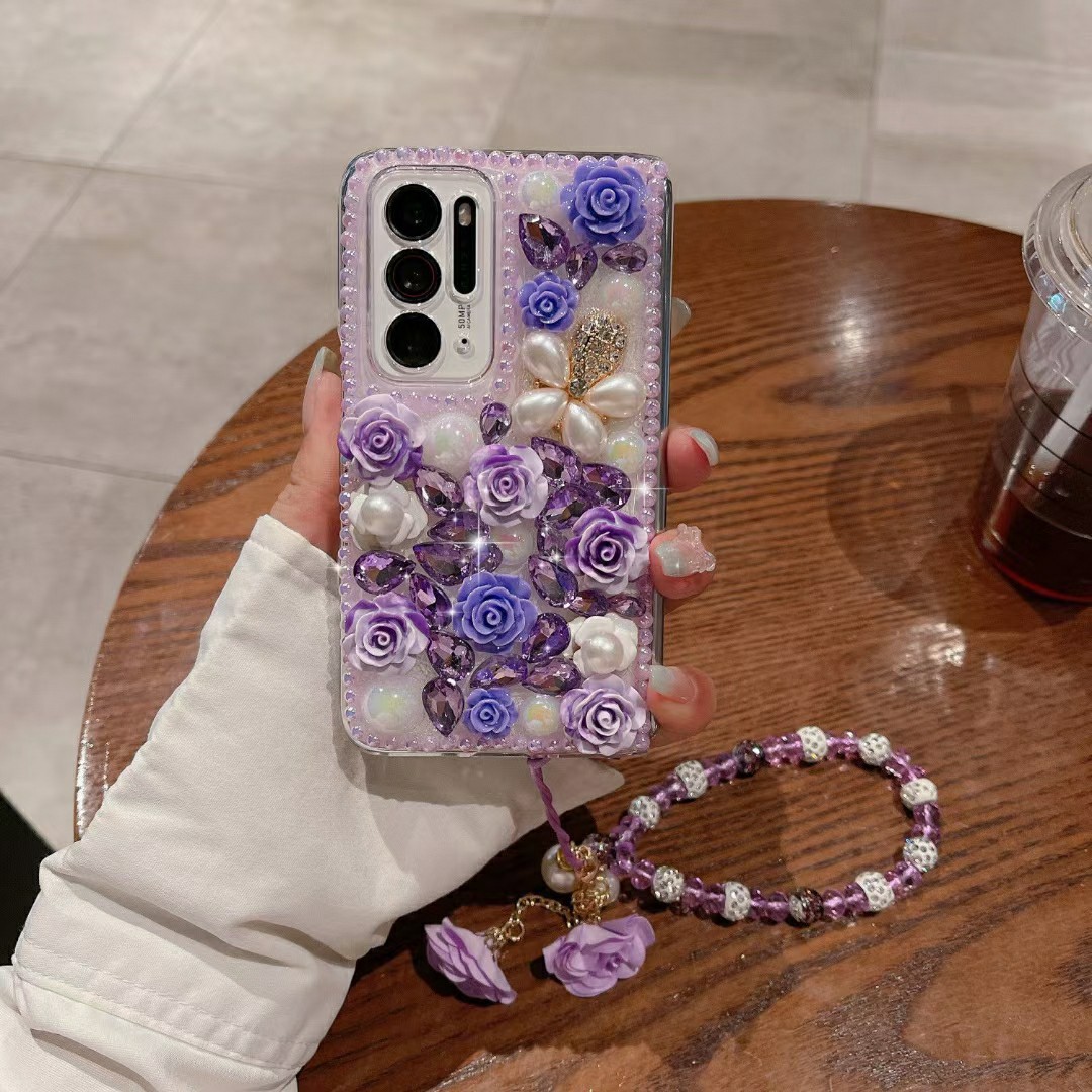OPPOFindN2 Phone Case for FindN3 Folding Screen Protective Case Diamond Flower Bracelet Bracelet Strand Internet Celebrant