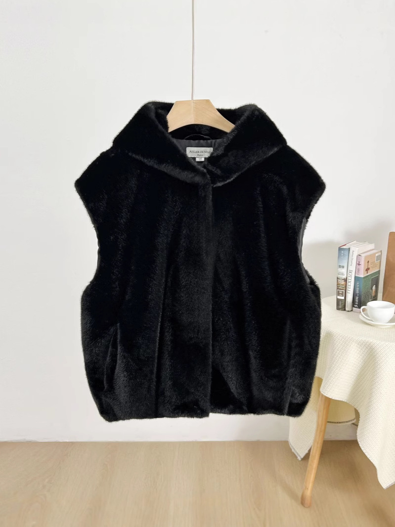 Primavera nuevo chaleco con capuzas de imitación de chaleco de botón una chaqueta de moda al por mayor corta