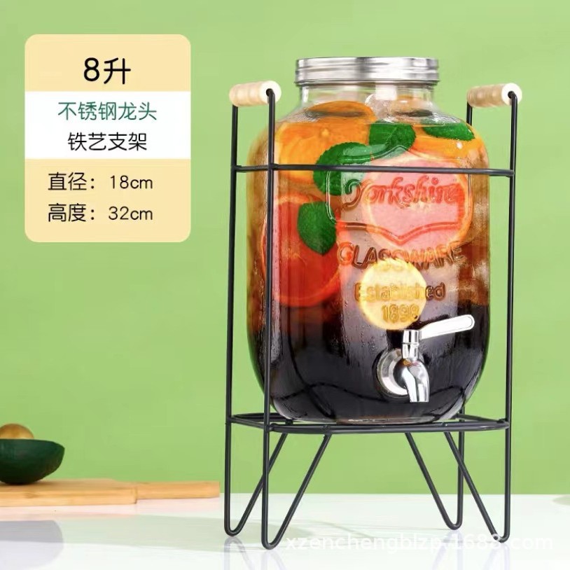 Jarra de vidrio para el hogar de gran capacidad al por mayor, moderna jarra para agua fría, recipiente para bebidas, jarra para jugo con grifo