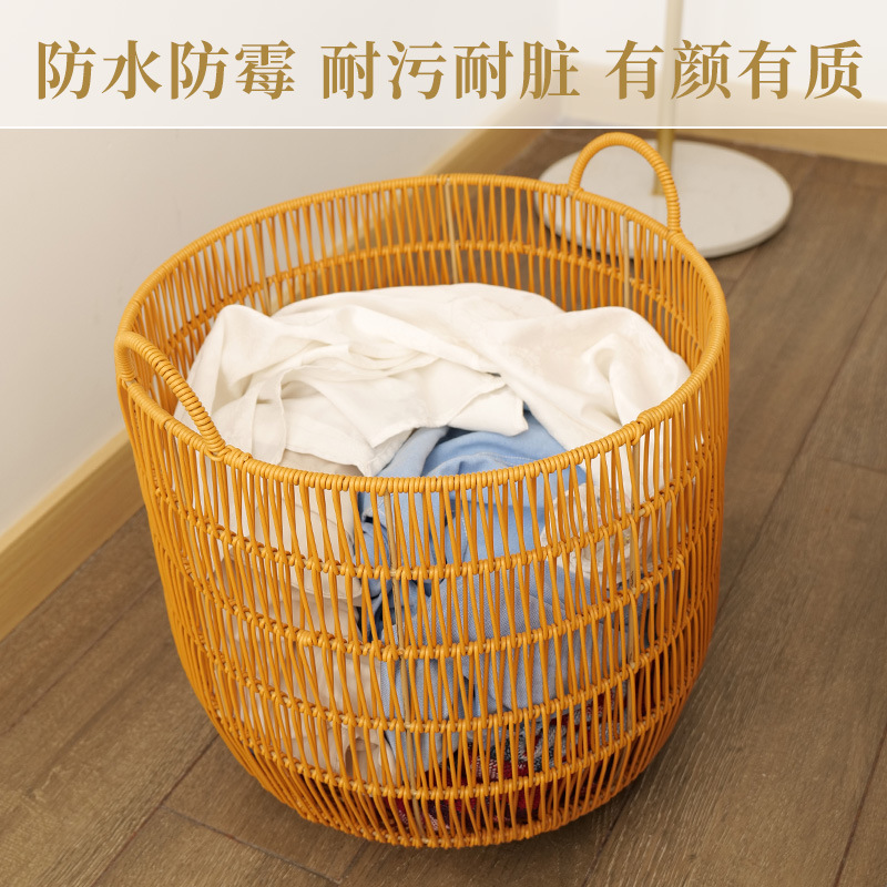 Cesta de ropa sucia de alto valor de belleza ligera de lujo canasta de tela de caña doméstica canasta de ropa sucia de baño canasta de ropa sucia a prueba de agua