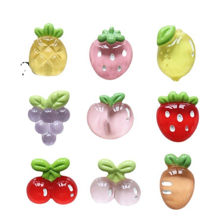 透明水果草莓柠檬葡萄水蜜桃树脂水果DIY饰品手工发夹配件批发|undefined