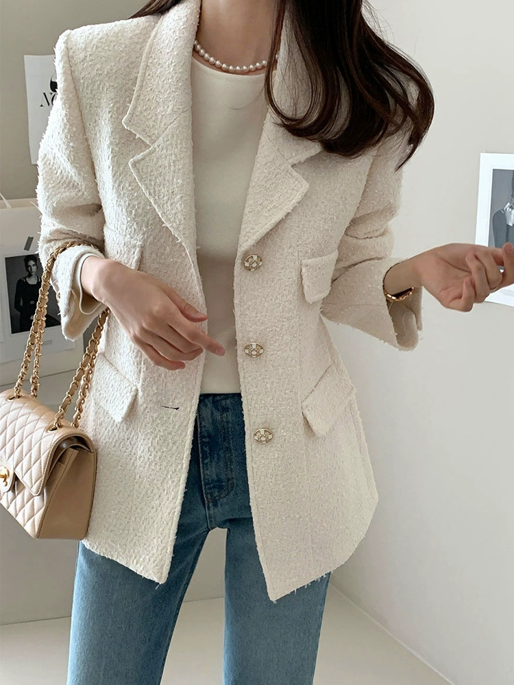 Модная куртка, костюм, (跨境贸易), корейский стиль, стиль Chanel, облегающий посадка