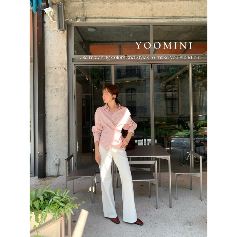 YOOMINI-闲简约微喇白色牛仔裤2025初秋上新牛仔裤YS1-M16540-SR|undefined
